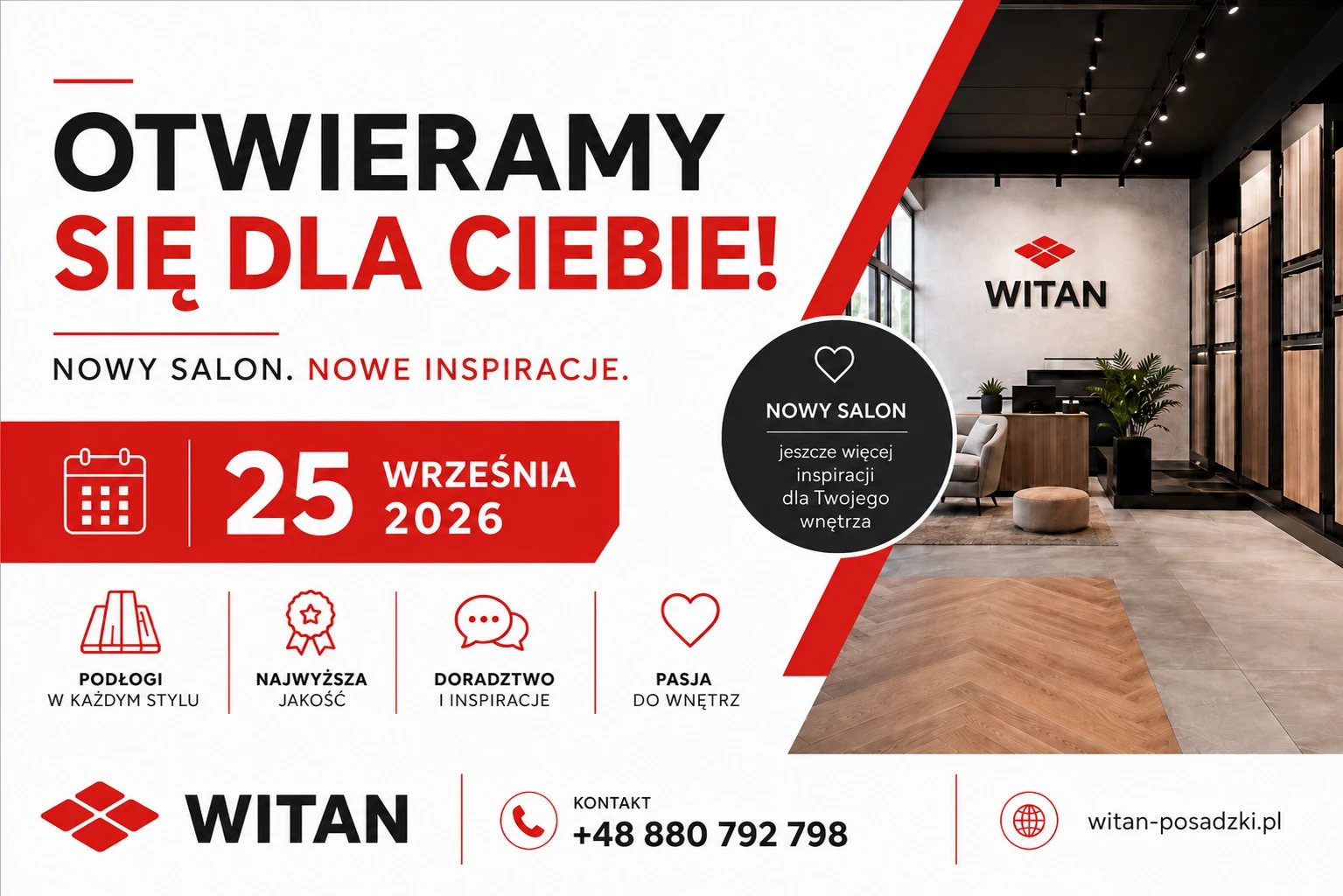 Otwieramy się dla Ciebie - plakat otwarcia nowego showroomu WITAN, 25 września 2026